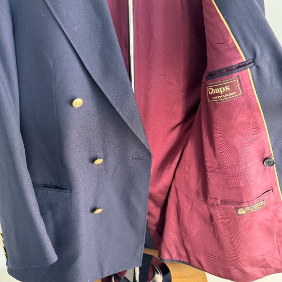 Vintage Chaps Ralph Lauren Wool Sport Coat Blazer Navy Made in Canada - Picture 8 of 16